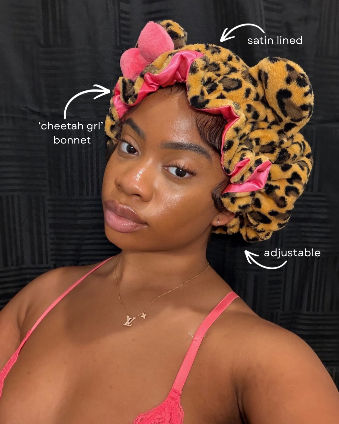 ‘CHEETAH GRL’ PLUSH BONNET