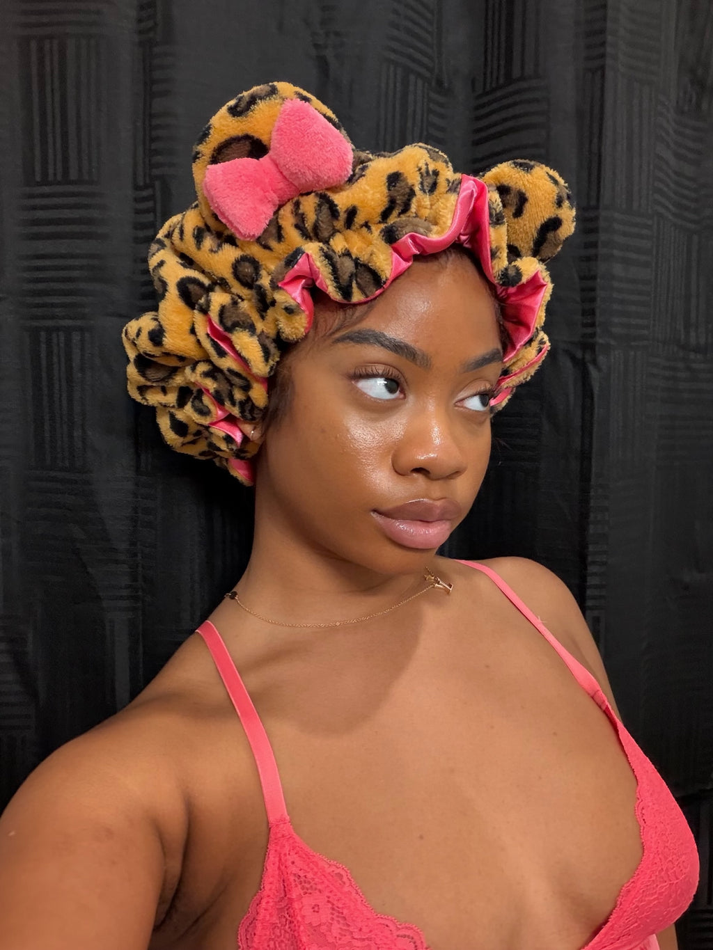 ‘CHEETAH GRL’ PLUSH BONNET